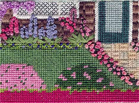 Napa Valley Garden in needlepoint designed & stitched by needlepoint expert janet m. perry