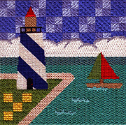 lighthouse hand painted canvas needlepoint by Sandy Grossman-Morris, stitch guide by Janet Perry