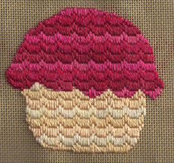 bargello needlepoint cupcake designed by janet perry