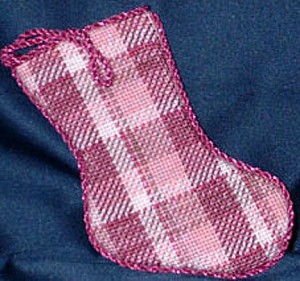 needlepoint birthday plaid mini sock