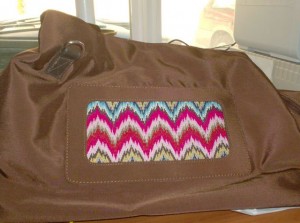 Lee Needle Arts tote bag with removable inserts, bargello designed and stitched by needlepoint expert janet m. perry