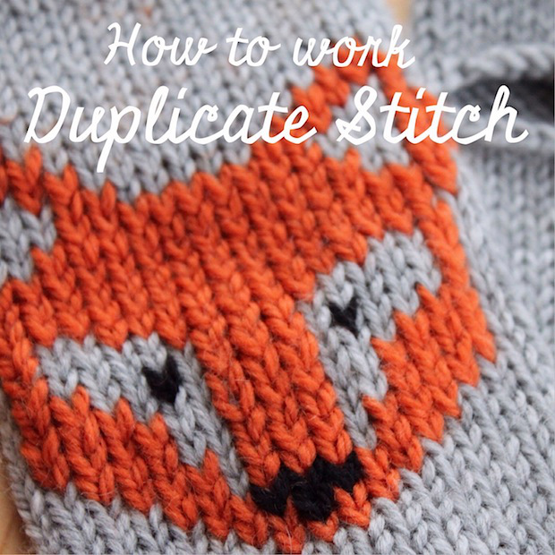 duplicate stitch embroidery on knitting