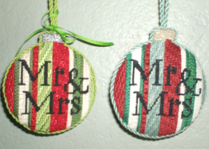 Mr & Mrs wedding needlepoint ornament