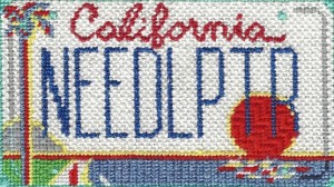 needlepoint California license plate