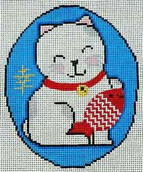 Japanese good luck cat needlepoint canvas