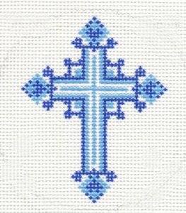 blue Lee needlepoint cross