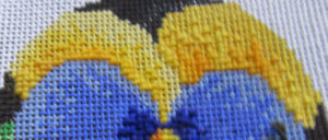 pixel shading in needlepoint pansy - scattered stitches