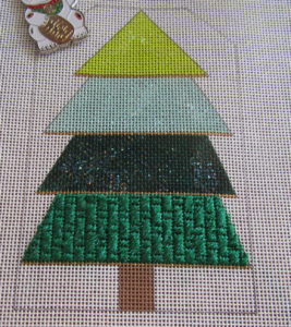 Bee's Knees striped Christmas tree needlepoint SAL, bottom stripe