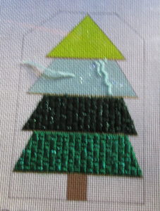 striped Christmas tree gift tag needlepoint