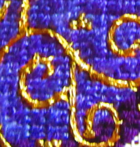 detail of overlapped areas couched needlepoint
