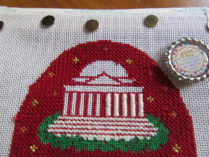 unfinished Jefferson Memorial needlepoint