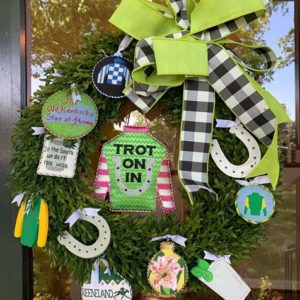 horse racing needlepoint  ornament wreath