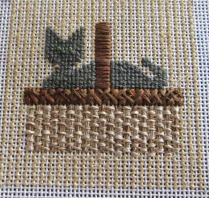 cat in basket needlepoint