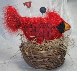 needlepoint cardinal by Beth Hendzlink featuring Threadworx threads