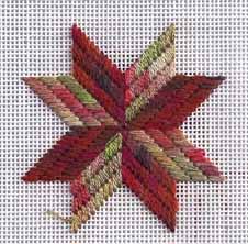 needlepoint eight-pointed star in two colors