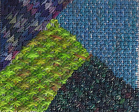 needlepoint patchwork design using tentakulum painter's palette threads