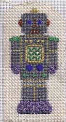 needlepoint robot by petei, stitch guide by janet perry