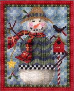 Snowman Straw Hat needlepoint by kelly clark