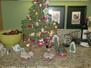 toy tree with needlepoint mice and trees