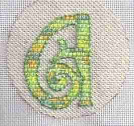free needlepoint christmas ornament with initial, designed by janet perry