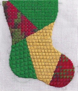 needlepoint learn a stitch mini-sock designed by janet m perry