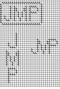 sample charts of several ways to chart initials to sign needlepoint