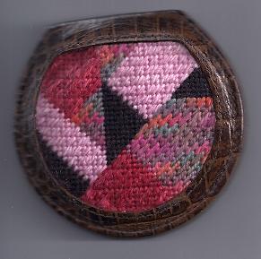 needlepoint mirror with hand-dyed thread and textured stitches by needlepoint expert janet m. perry