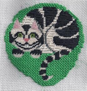 petei needlepoint alice in wonderland cheshire cat, stitched by needlepoint expert janet m perry