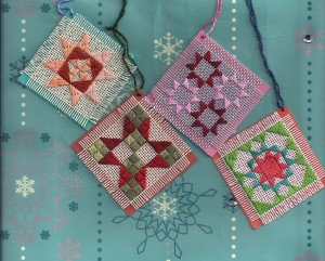 needlepoint twinchie patchwork quilt block gift tags, free needlepoint project by needlepoint expert janet m. perry