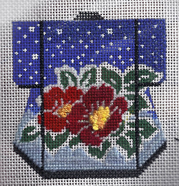 camellia kimono needlepoint by lee needle arts, stitched by needlepoint expert janet m. perry