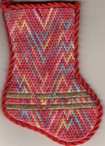 interlaced bargello needlepoint, designed and stitched by needlepoint expert janet m.perry