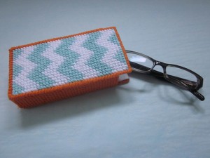 plastic canvas needlepoint eyeglass case designed by jenny henry