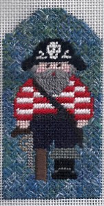 kathy schenkel pirate needlepoint stitched by needlepoint expert janet m perry, featuring dragonfly lotus threads