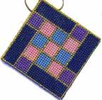 quilt needlepoint plastic canvas ornament designed and stitched by needlepoint expert janet m. perry