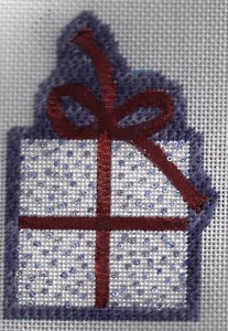needlepoint with sequins and wonder ribbon, stitched by needlepoint expert janet m. perry