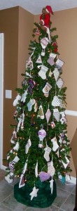 tree of needlepoint ornaments by pat mazu