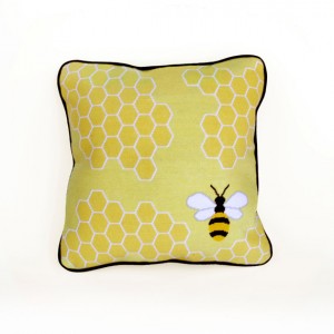 bee needlepoint pillow from modern needleworks
