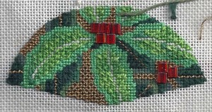 Lee Needleart leaf stitched by needlepoint expert Janet M. Perry