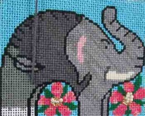 Cat's Cradle elephant stitched by needlepoint expert Janet M.Perry