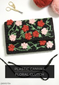 floral plastic canvas clutch purse