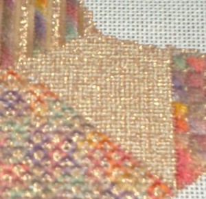 Needlepoint damask color through gold