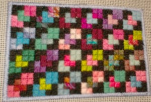 overlapping squares needlepoint quilt ornament