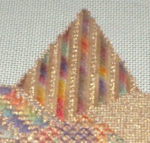 color through gold needlepoint sampler 3 stitch stripe patch
