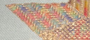oriental nstitch color through gold needlepoint sampler patch