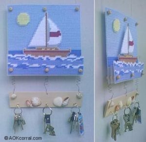 sailboat plastic canvas needlepoint key holder