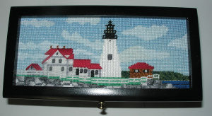 lighthouse needlepoint box top