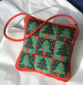 kumihimo braid finishes this ornament, copyright One Off Needlework