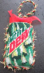 Rogue Mountain Dew needlepoint ornament