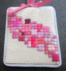 Pink Scrap Bag needlepoint ornament