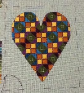 geometric pattern needlepoint heart